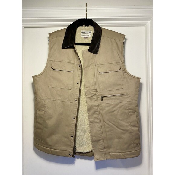 Cody James Vest Mens Size Large Tan Brown Sherpa Lined Western Cowboy Outdoors - Picture 3 of 8